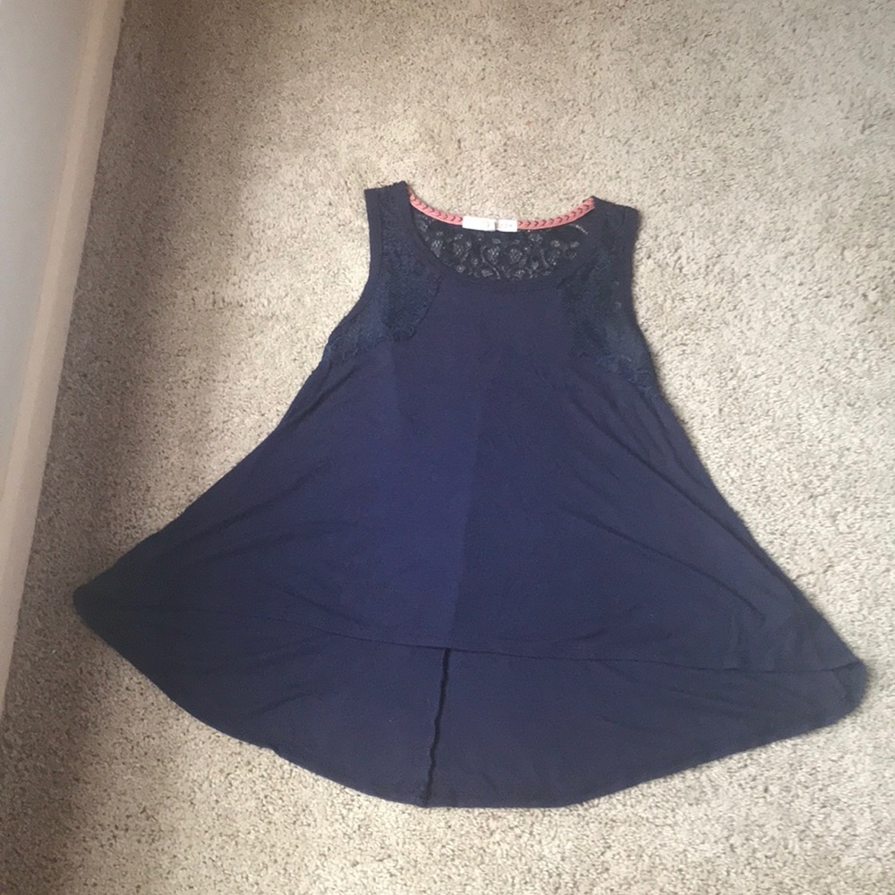 Blue tank with lace backing